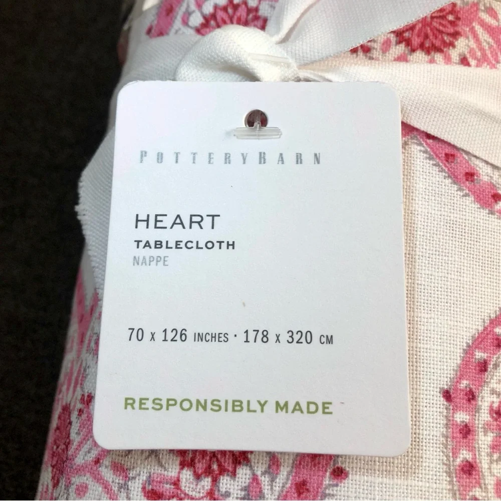 Pottery Barn Heart Organic Cotton Tablecloth